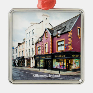 Ornement Carré Argenté Carte postale de Killarney, Irlande vue de rue