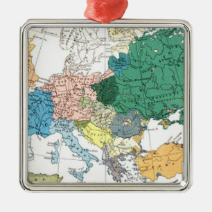 Ornement Carré Argenté Carte raciale de l'Europe