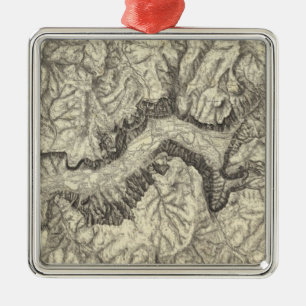 Ornement Carré Argenté Carte topographique de la vallée de Yosemite