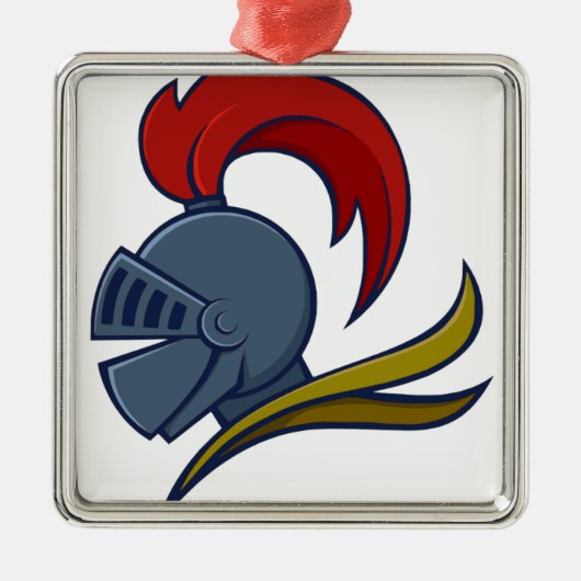 Ornement Carré Argenté Casque de chevalier (Devant)
