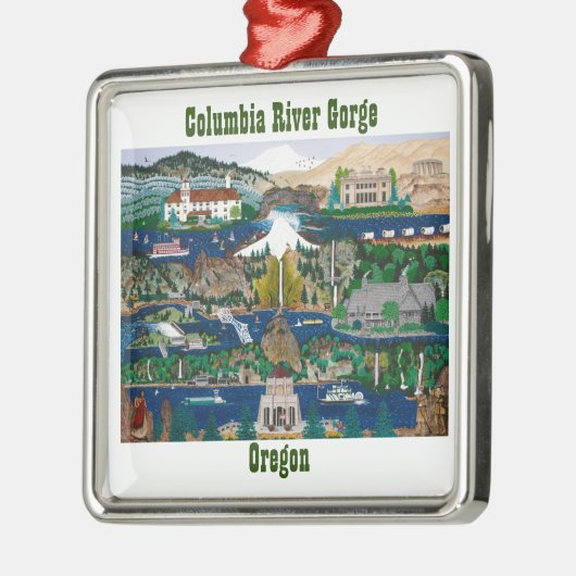 Ornement Carré Argenté Célébration de la gorge de Columbia River (Gauche)