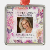 Ornement Carré Argenté Célébration florale de la vie (Devant)