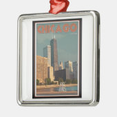 Ornement Carré Argenté Centre de Chicago - de John Hancock (Gauche)