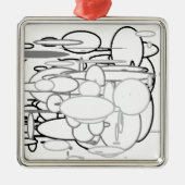 Ornement Carré Argenté Cercles gris-blanc noir, Art numérique des enfants (Devant)