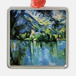 Ornement Carré Argenté Cezanne - Le Lac d'Annecy