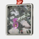 Ornement Carré Argenté Challa Cactus en fleurs (Gauche)