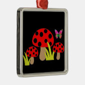 Ornement Carré Argenté Champignons (Droite)