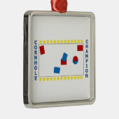 Ornement Carré Argenté Champion de Cornhole (Droite)