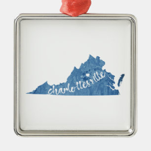 Ornement Carré Argenté Charlottesville Virginia Wood Plaque
