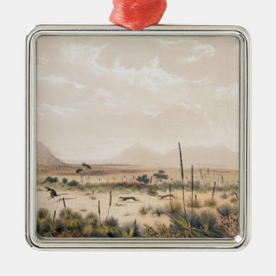 Ornement Carré Argenté Chasse à kangourou