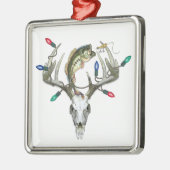 Ornement Carré Argenté Chasse Pêche Lumières de Noël (Gauche)