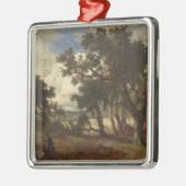 Ornement Carré Argenté Chasseur dans un paysage rural (Andreas Achenbach) (Gauche)