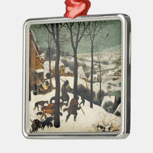 Ornement Carré Argenté Chasseurs dans la neige (par Pieter Bruegel l'Anci (Gauche)