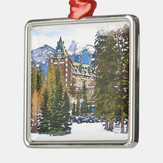 Ornement Carré Argenté Château des Rocheuses - Banff Canada (Gauche)