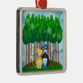 Ornement Carré Argenté Chats (Droite)