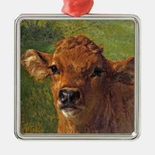 Ornement Carré Argenté Chef d'un veau (par Rosa Bonheur)