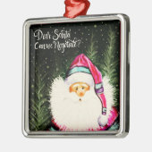 Ornement Carré Argenté Cher Père Noël drôle mignonne Inspirivity de Noël (Gauche)