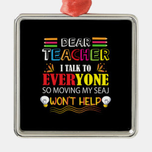 Ornement Carré Argenté Cher Professeur, Je Parle À Tout Le Monde