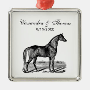 Ornement Carré Argenté Cheval debout vintage