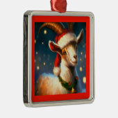 Ornement Carré Argenté Chèvre de Noël 2 (Droite)