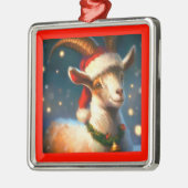 Ornement Carré Argenté Chèvre de Noël 2 (Gauche)