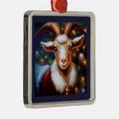 Ornement Carré Argenté Chèvre de Noël 4 (Droite)