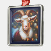 Ornement Carré Argenté Chèvre de Noël 4 (Gauche)