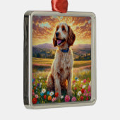 Ornement Carré Argenté Chien Cockapoo (Droite)