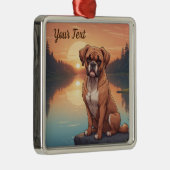 Ornement Carré Argenté Chien de boxe par lac (Droite)