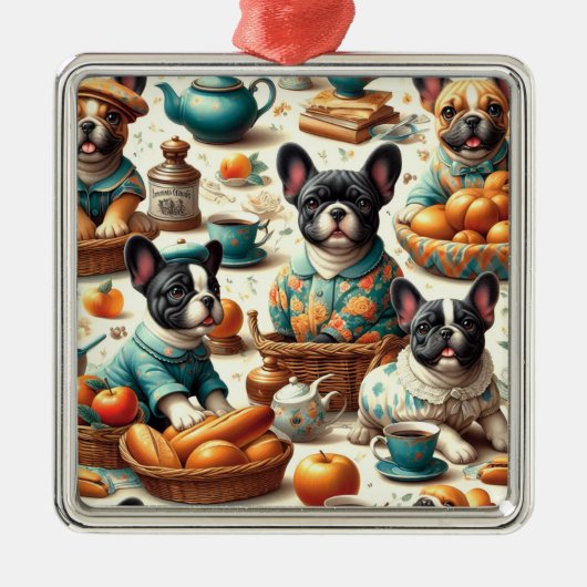 Ornement Carré Argenté Chien-taureau vintage (Devant)