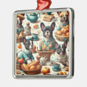 Ornement Carré Argenté Chien-taureau vintage (Gauche)