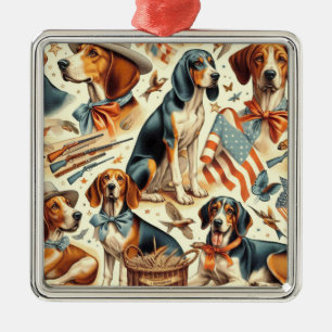 Ornement Carré Argenté Chien vintage sans soudure