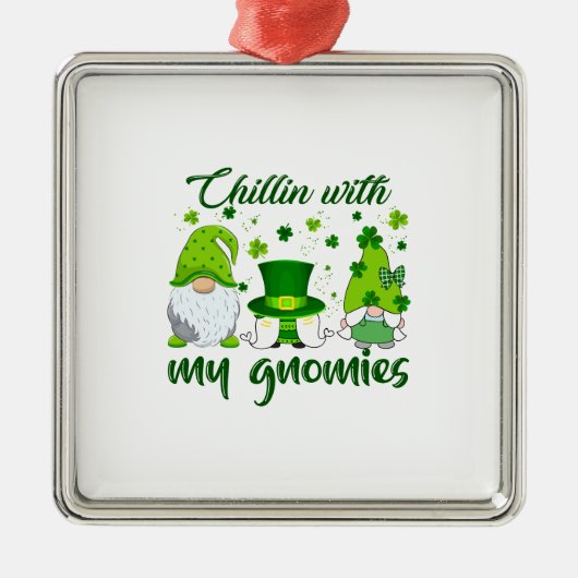 Ornement Carré Argenté Chillin Avec Mes Gnomes (Devant)
