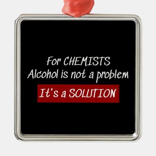 Ornement Carré Argenté Chimistes Alcohol Solution Chimie Blague (Devant)