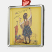 Ornement Carré Argenté Chocolat Menier Petite fille Mur écriture (Gauche)