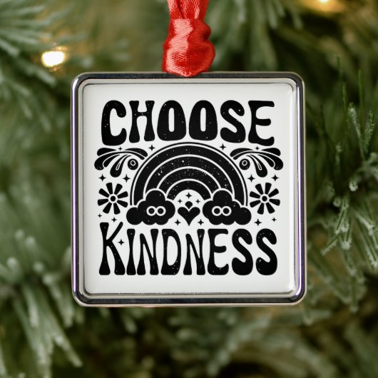 Ornement Carré Argenté Choose kindness be kind (Arbre)