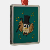 Ornement Carré Argenté Chouette dansante mignonne avec notes musicales De (Droite)