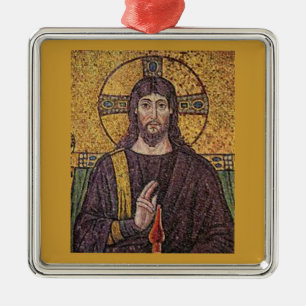 Ornement Carré Argenté Christianisme