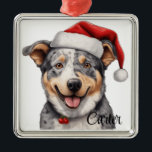 ORNEMENT CARRÉ ARGENTÉ CHRISTMAS CHIEN AUSTRALIEN CHIEN AVEC SANTA HAT<br><div class="desc">CHRISTMAS CHIEN AUSTRALIEN CHIEN AVEC SANTA HAT</div>