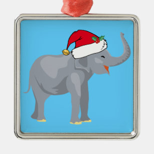 Ornement Carré Argenté Christmas Elephant