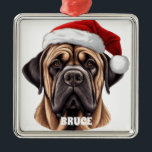 ORNEMENT CARRÉ ARGENTÉ CHRISTMAS MASTIFF CHIEN AVEC SANTA HAT<br><div class="desc">CHRISTMAS MASTIFF CHIEN AVEC SANTA HAT</div>