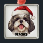 ORNEMENT CARRÉ ARGENTÉ CHRISTMAS SHIH TZU CHIEN AVEC SANTA HAT<br><div class="desc">CHRISTMAS SHIH TZU CHIEN AVEC SANTA HAT</div>