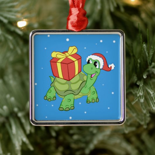 Ornement Carré Argenté Christmas turtle with the venin (Arbre)