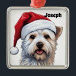 ORNEMENT CARRÉ ARGENTÉ CHRISTMAS WEST HIGHLAND CHIEN BLANC AVEC SANTA HAT<br><div class="desc">CHRISTMAS WEST HIGHLAND CHIEN BLANC AVEC SANTA HAT</div>