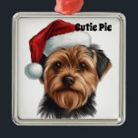 ORNEMENT CARRÉ ARGENTÉ CHRISTMAS YORKSHIRE TERRIER CHIEN AVEC SANTA HAT<br><div class="desc">CHRISTMAS YORKSHIRE TERRIER CHIEN AVEC SANTA HAT</div>