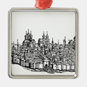 Ornement Carré Argenté Chronique médiévale d'Erfurt Premium de Thuringe A