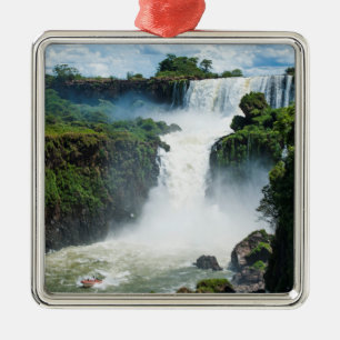 Ornement Carré Argenté Chutes d'Iguazu entourées de jungle