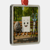 Ornement Carré Argenté Ciseaux de papier Imaginaire Roche (Droite)