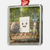 Ornement Carré Argenté Ciseaux de papier Imaginaire Roche (Gauche)