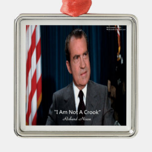 Ornement Carré Argenté Citation de Nixon & Pas un Escroc